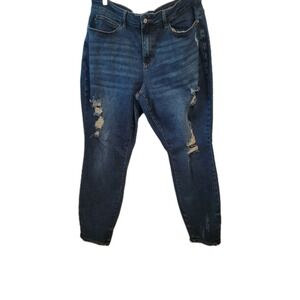 Judy Blue Jeans Womens 18W Relaxed Fit Denim Stretch Distressed JB88304 Blue